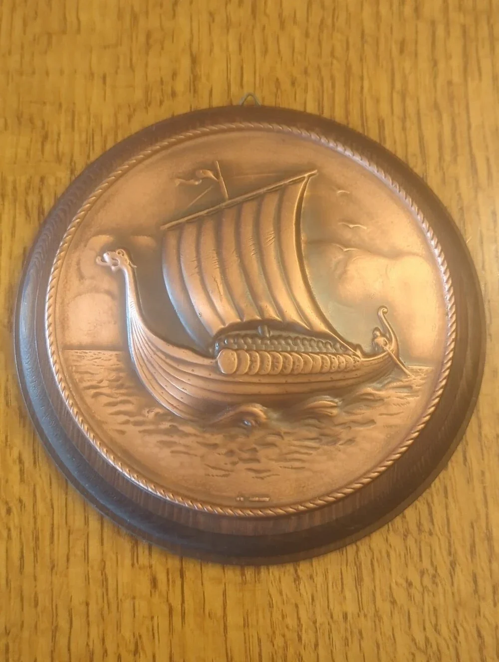 Norway │Hardanger Sylvphett │ Copper Color Viking Ship Medallion Wall Hanging